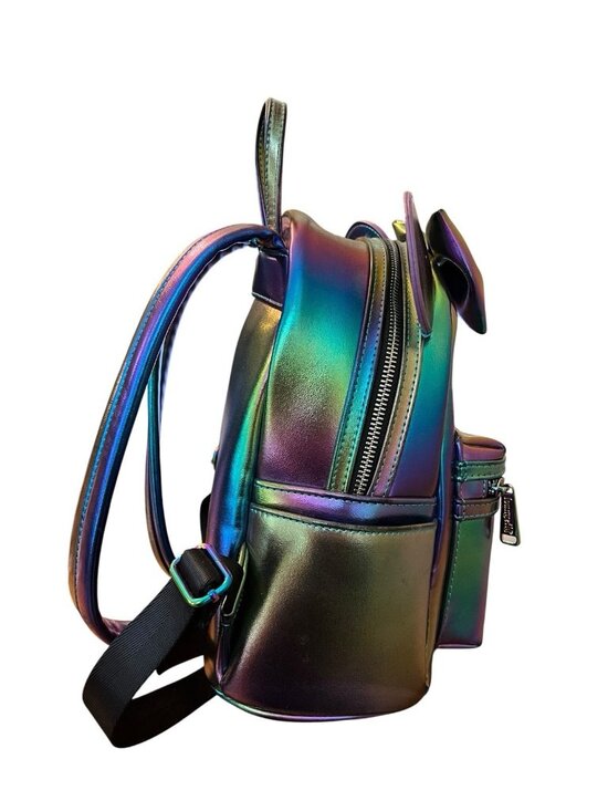 Loungefly Minnie Mouse Bow Oil Slick Mini Backpack Colorful Iridescent Shiny main image 7